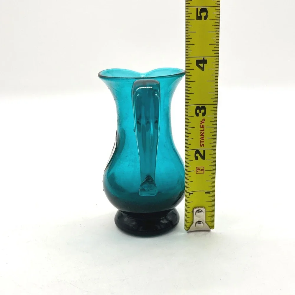 CW Williamsburg Restoration Royal‎ Leerdam Holland Teal Blue Glass Pitcher Small